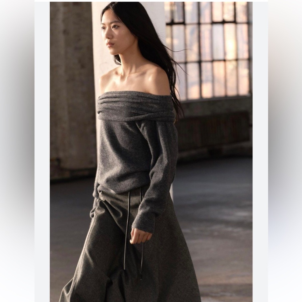 ZARA Wool blend cape skirt Midi A-line silhouette ZW collection Gray size XS NWT - Picture 6 of 12